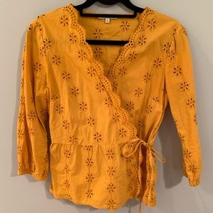 Madewell Wrap Front Blouse Eyelet Lace